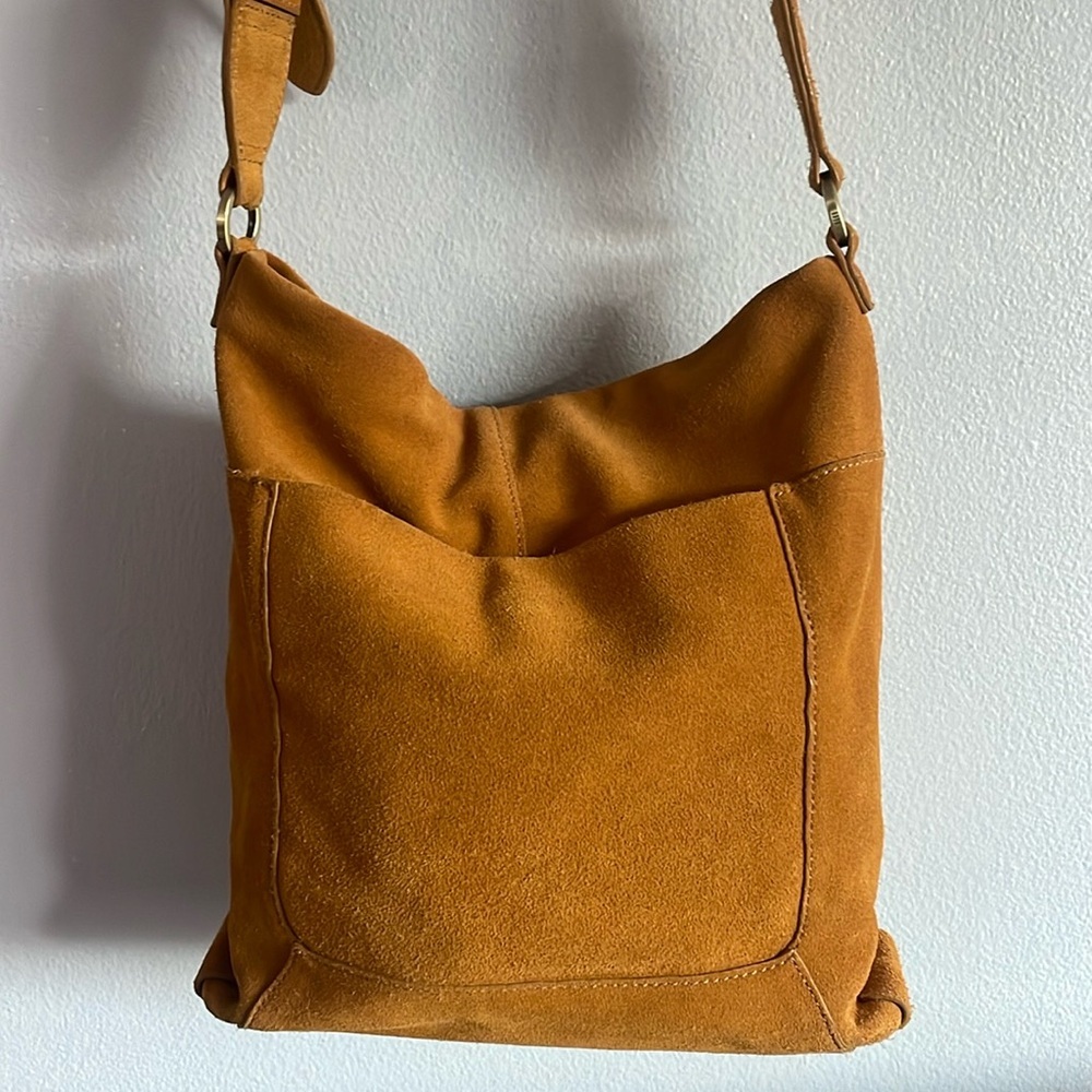 Hobo Girgeous Golden Yellow Suede Crossbody Shoulder-bag